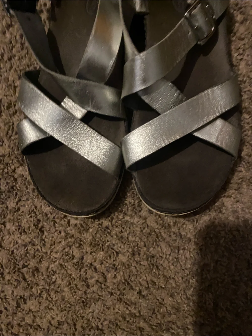 Chaco Kids Metallic Silver Crisscross Sandals
